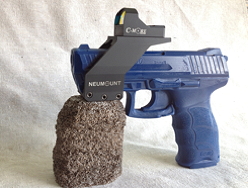 Pictured is an HK P30 BlueGun, with a Sight Mount in Armor Black, CeraKote finish and C-More STS Reflex Sight System.