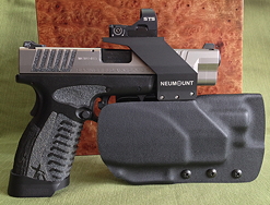 Each one of our holsters are made in a Vacuum Form Frame designed and built by BlueLight Tactical. Each NeuHolster are made one at a time, checked and re-checked during the manufacturing process, with the same Model Sight Mount you have ordered for your gun.